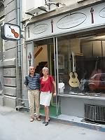 Stevan and Ana Rakić in front of the shop in Poštanska street, Novi Sad